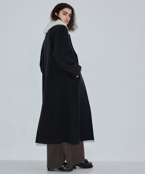 完売間近】SUPER140 ウールロングチェスターコート（ステンカラー