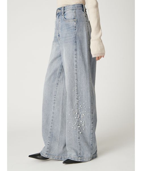 セール】ハイウエストビジューデニム（デニムパンツ）｜FRAY I.D