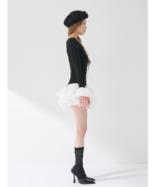 デザインネックリボンミニワンピース（ワンピース）｜Darich