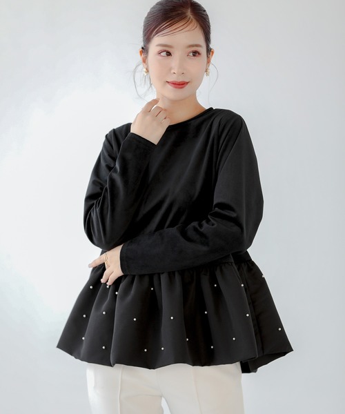セール】裾バルーンパールベロアトップス（その他トップス）｜Fit more