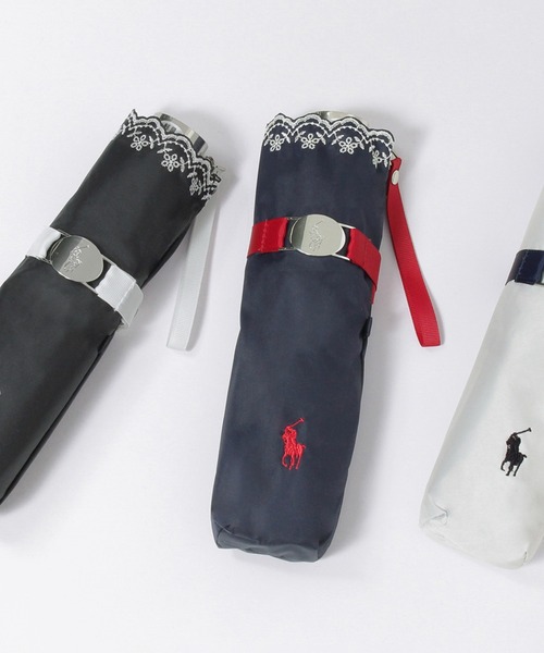 WEB限定】遮光100 晴雨兼用 折りたたみ日傘 軽量 '裾刺繍 POLO' ポロ