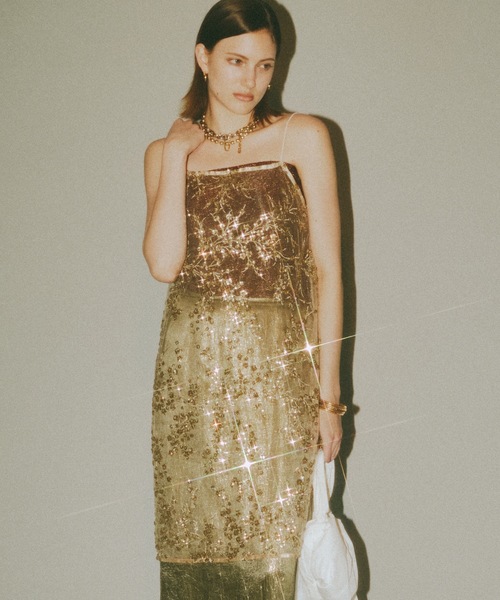 yae（ヤエ）の「Flower spangle camisole dress/フラワースパンコール