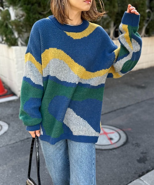 mi via loca（ミヴィアロカ）の「ダブルジャガード マーブルウェーブ柄