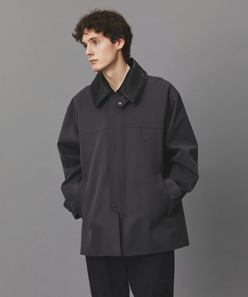 2WAYレザーカラーハーフコート（ステンカラーコート）｜PUBLIC TOKYO