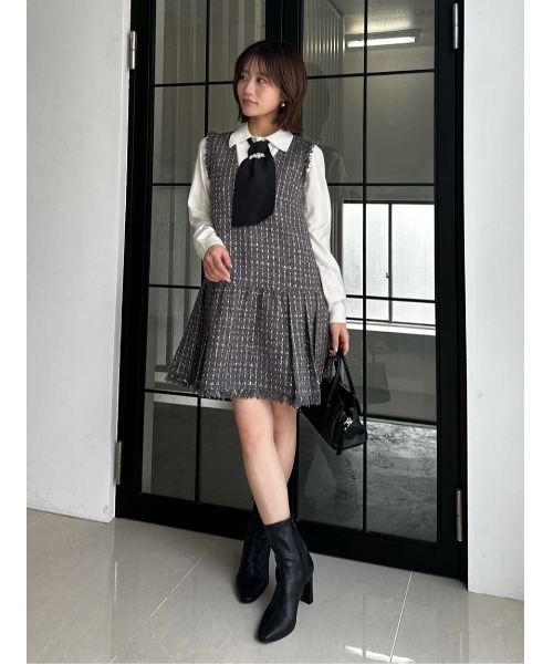 SNIDEL（スナイデル）の「Vネックツイードジャンスカ（ワンピース