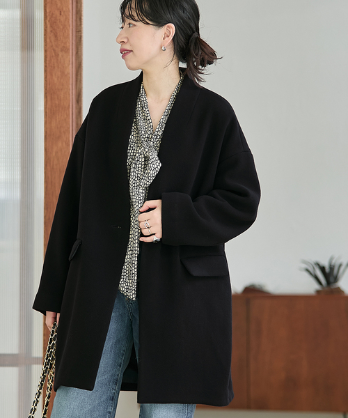 セール】《追加》SUPER140S/GIOLICA コクーンコート（ノーカラーコート