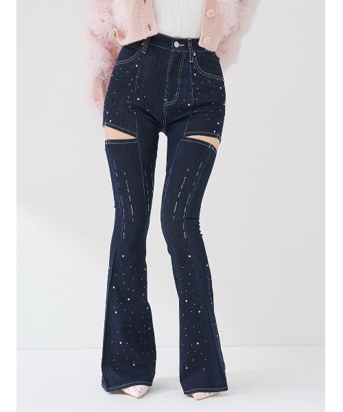 ドロップビジューフレアデニムパンツ（デニムパンツ）｜Darich