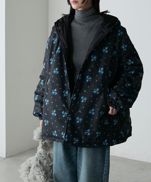 forksy.】花柄リバーシブルフーディ中綿ジャケット forksy.│MONO-MART