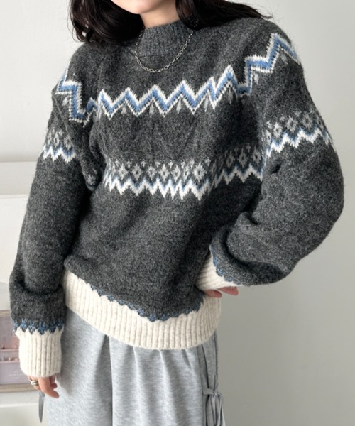 PANICALE☆新品4万円 パニカーレ ノルディックニット グレー系 46