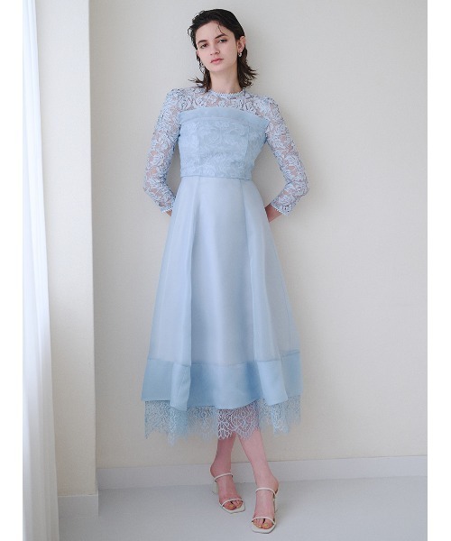 SNIDEL（スナイデル）の「ボリュームフレアレースドッキングドレス