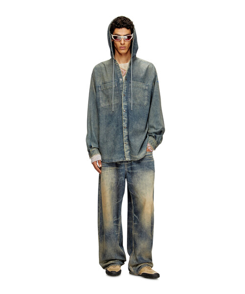 メンズ フード付きデニムシャツ D-DEWNY-HOOD-S2（シャツ/ブラウス