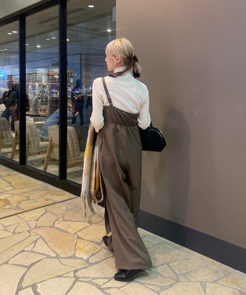 リボン付きワンショルダーオールインワン（つなぎ/オールインワン