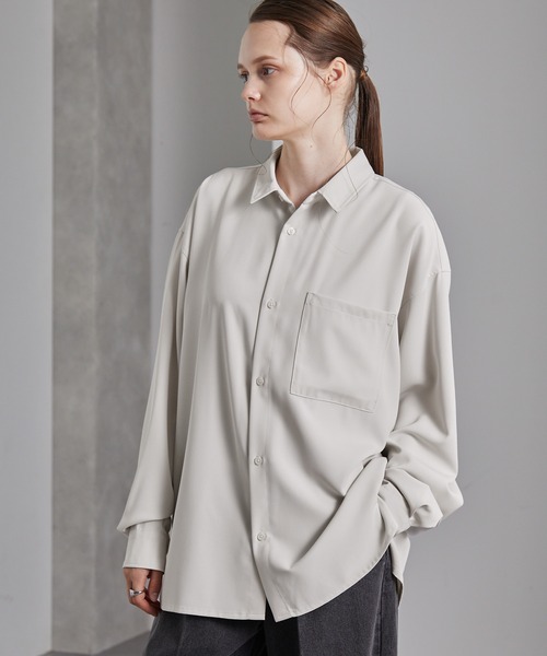 綾トロミ オーバーサイズドレープリラクシングL/Sシャツ（シャツ