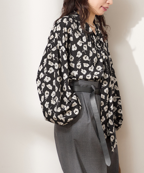 セール】フラワー/ジオメ ボウタイブラウス（シャツ/ブラウス
