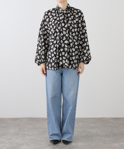 セール】フラワー/ジオメ ボウタイブラウス（シャツ/ブラウス