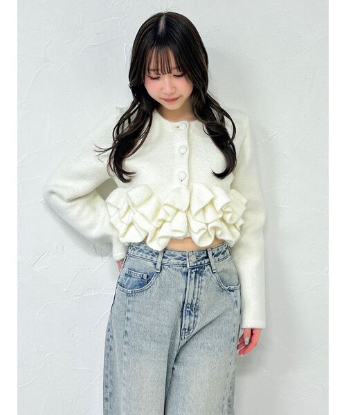 dazzlin（ダズリン）の「ヘムフリルニットジャケット（ノーカラー