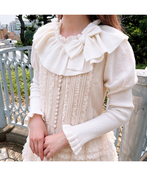 PINK HOUSE（ピンクハウス）の「リボンモチーフ使いヨークカラーニット