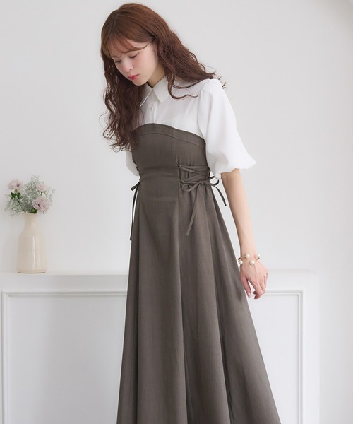 side lace up docking dress / サイドレースアップドッキング