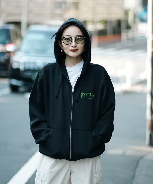 HOMETOWN emb ZIP HOODIE SWEAT PARKA/THRASHER スラッシャー刺繍ロゴ