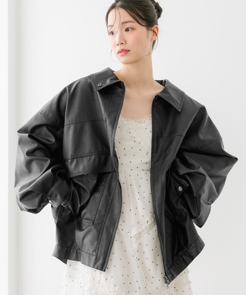 セール】フェイクレザーBIGブルゾン2 588035（ブルゾン）｜Heather