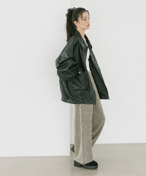 セール】フェイクレザーBIGブルゾン2 588035（ブルゾン）｜Heather