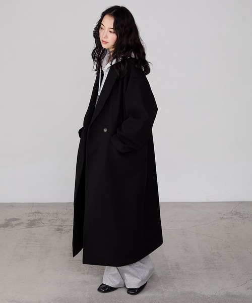 forksy.】ニットメルトンオーバーサイズロングチェスターコート