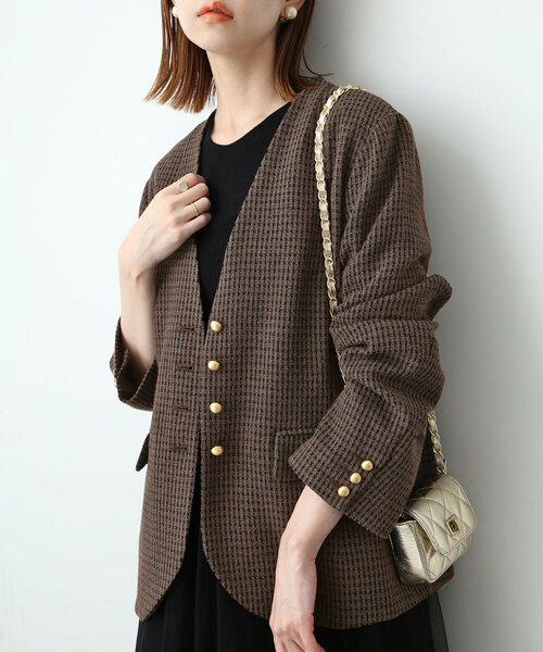 SLOBE IENA（スローブイエナ）の「ループツイードVネックジャケット