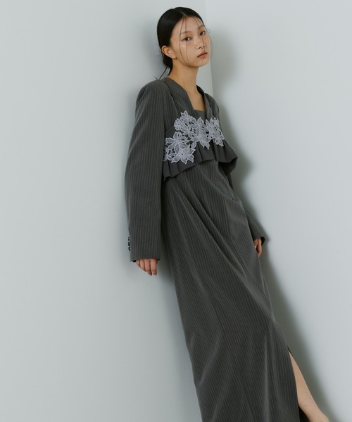 ピンストライプテーラードビスチェドレス / pinstripe tailored