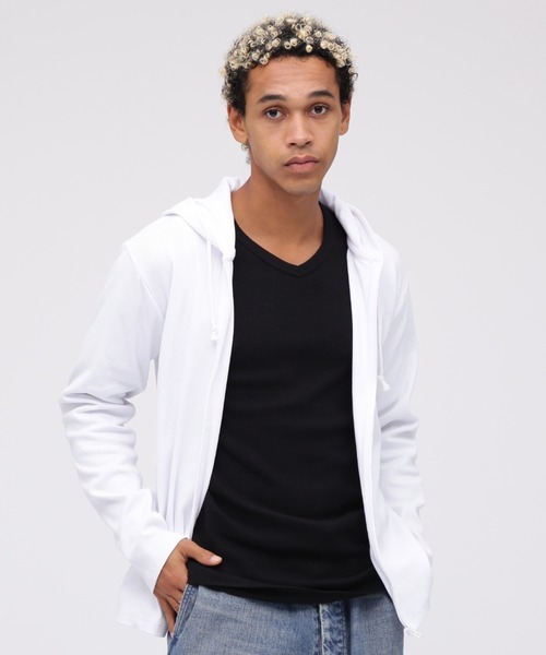 DAILY/デイリー》RIB ZIP PARKA / デイリー 長袖 リブ ジップパーカー