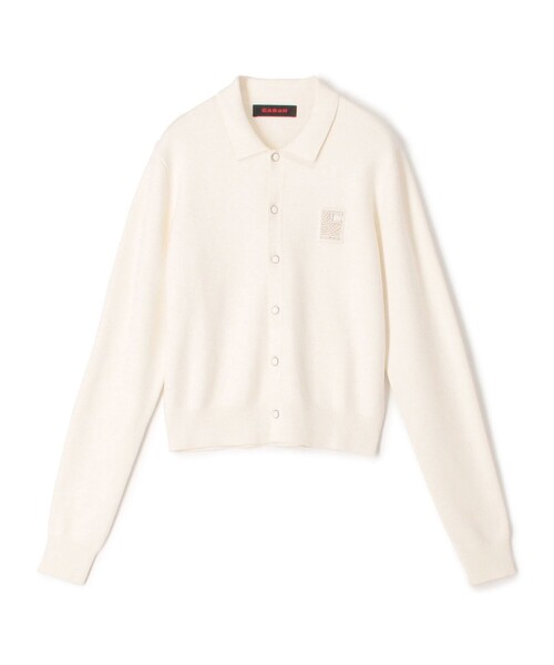 コットンカシミヤ パールロゴポロカーディガン（カーディガン/ボレロ