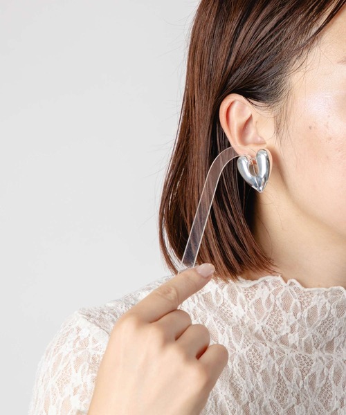 ANNIKA INEZ アニカイネズ ハートフープ ピアス ラージシルバー 片耳