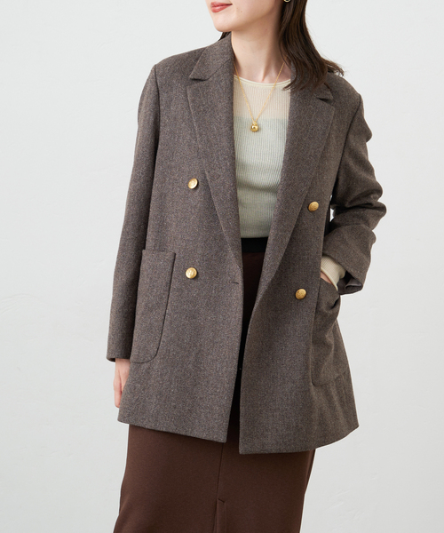 IENA（イエナ）の「杢ツイード W前ジャケット（テーラードジャケット