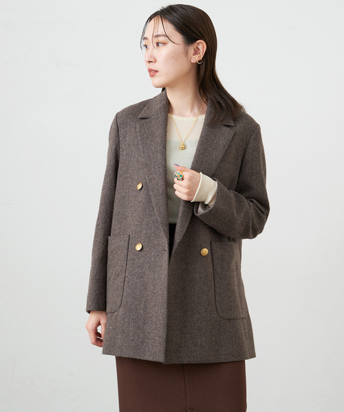 IENA（イエナ）の「杢ツイード W前ジャケット（テーラードジャケット