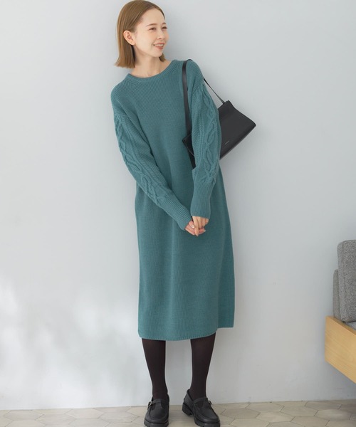 セール】片畦袖柄編みニットワンピース（ワンピース）｜URBAN RESEARCH