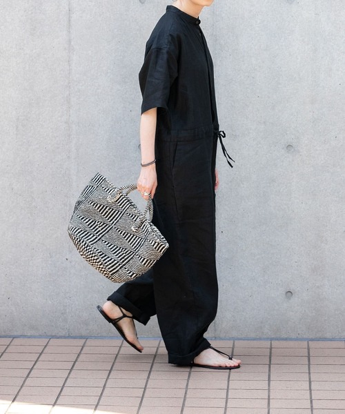 かぐれ（カグレ）の「リネンハーフスリーブオールインワン（サロペット