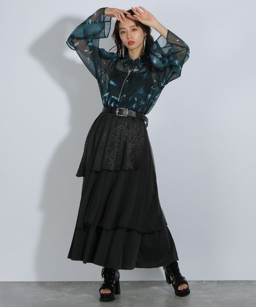 HARE（ハレ）の「アシメミックスプリーツスカート(HARE)（スカート