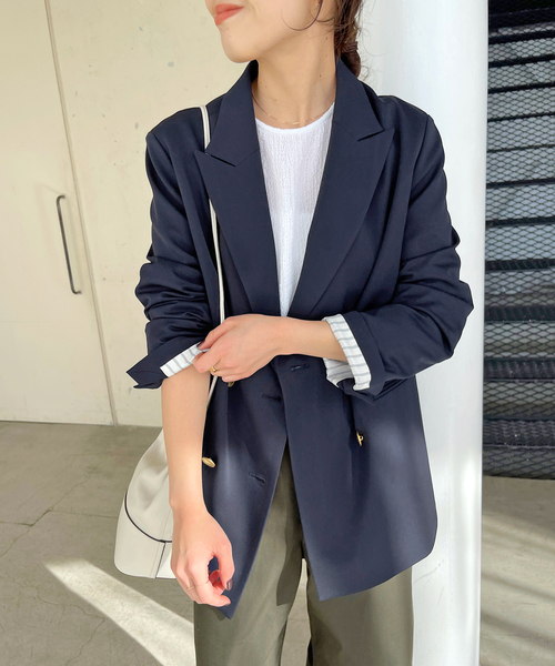 セール】ドライツイルダブルブレストジャケット（テーラードジャケット