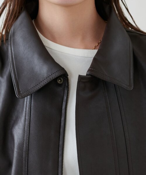 セール】【衿取り外し可能/ユニセックス】ボア衿付きフェイクレザー