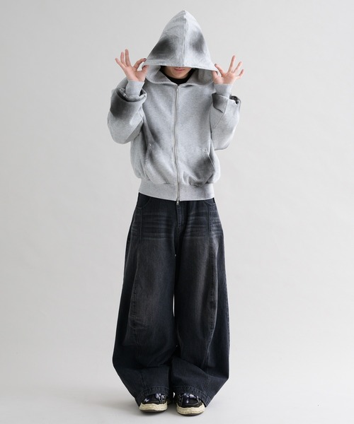 EPNK】Cropped spray zip hoodie / クロップドスプレージップフーディ