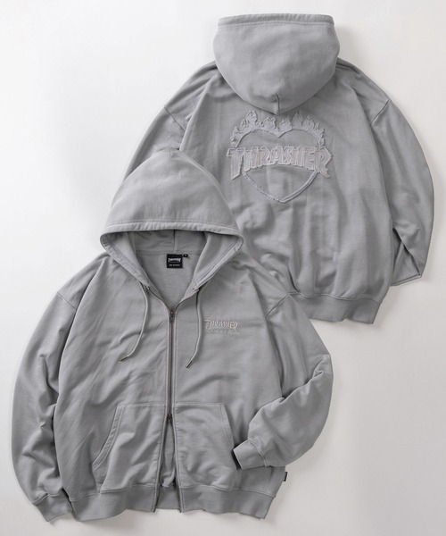 70】【THRASHER/スラッシャー】ハートロゴ ピグメント加工 ダブル