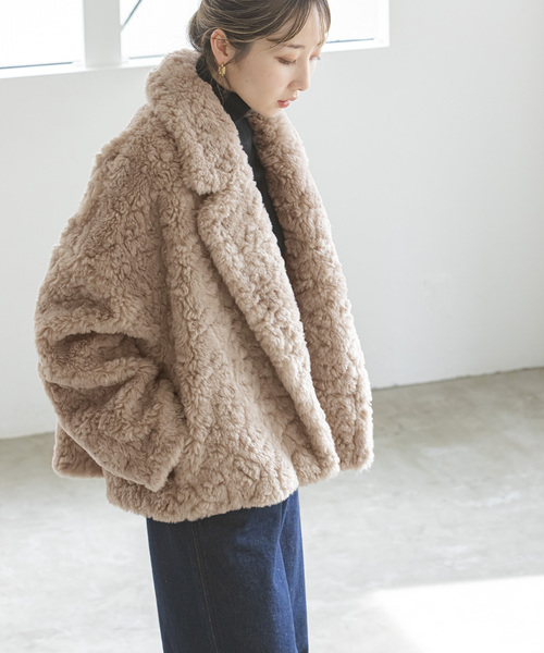 Noble（ノーブル）の「リッチフェイクボアショートコート（ブルゾン