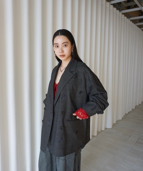 Ameri（アメリ）の「CHECK FLOWER PAPA JACKET（テーラードジャケット