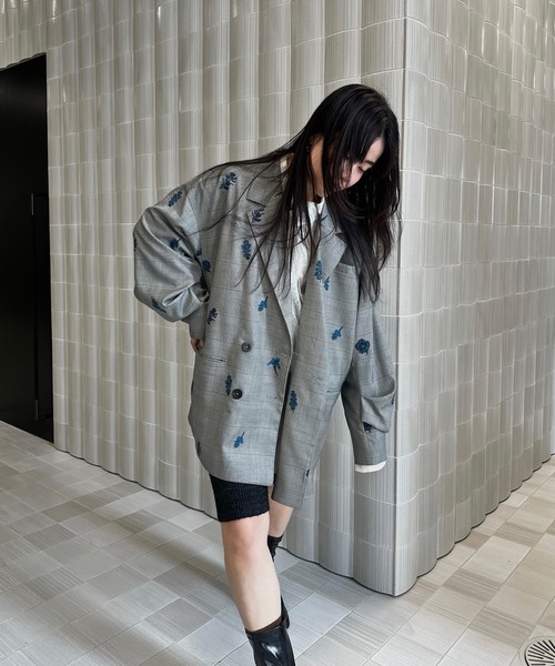 Ameri（アメリ）の「CHECK FLOWER PAPA JACKET（テーラードジャケット