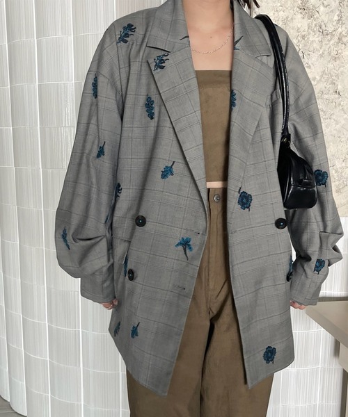 Ameri（アメリ）の「CHECK FLOWER PAPA JACKET（テーラードジャケット