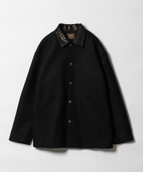 SKOOKUM × monkey time＞メルトン レザーカラ－ ジャケット ブラック