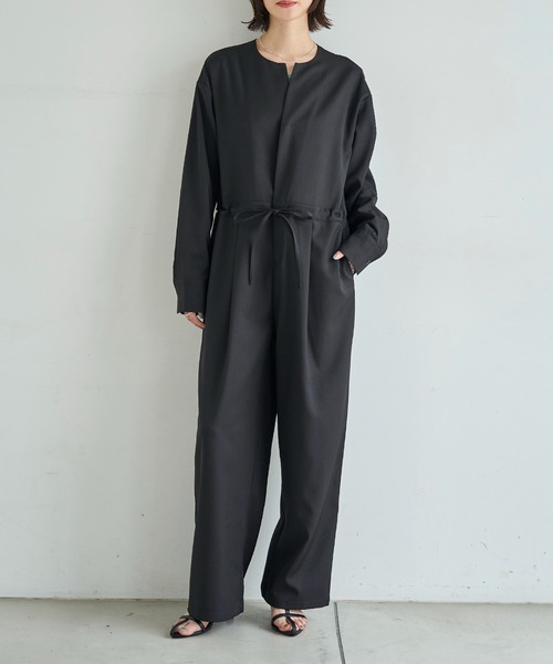 セール】ノーカラージャンプスーツ（つなぎ/オールインワン