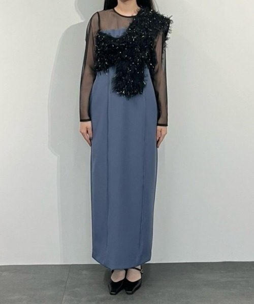 フリンジグリッターノットドレス / fringe glitter knot dress（ドレス