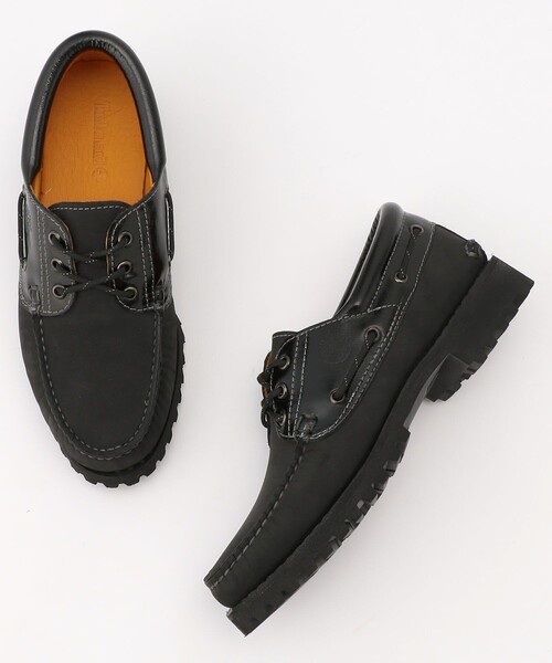 ティンバーランド 3アイ ブラックレザーモカシンシューズ 8.5