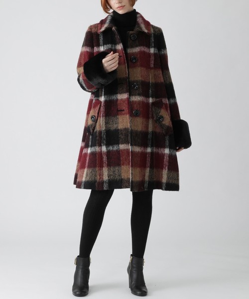 BLUELABEL CRESTBRIDGEコートチェックモヘア38-sheller シェリエ