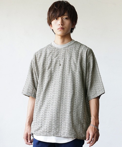 唯一無二の編みデザイン】透かし編みジャガード編み柄サマーニット